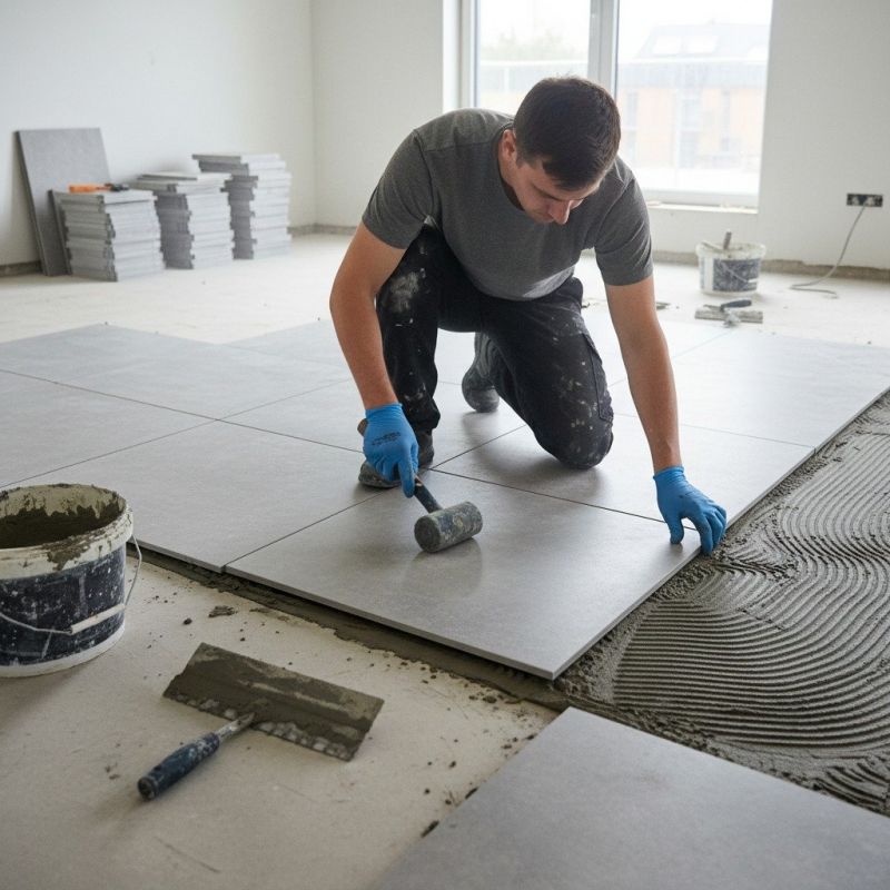 Slate Tile Floor Installation detail